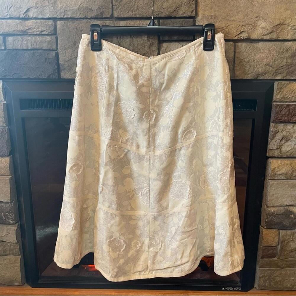 Dkny‎ Cream Midi A-line Skirt for Work